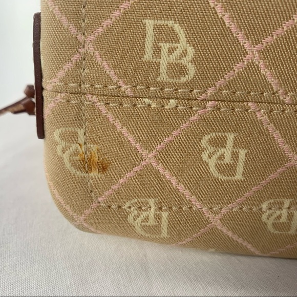 Vintage Dooney & Bourke Signature Canvas with Leather Trim Handbag in Brown Pink - Picture 9 of 16